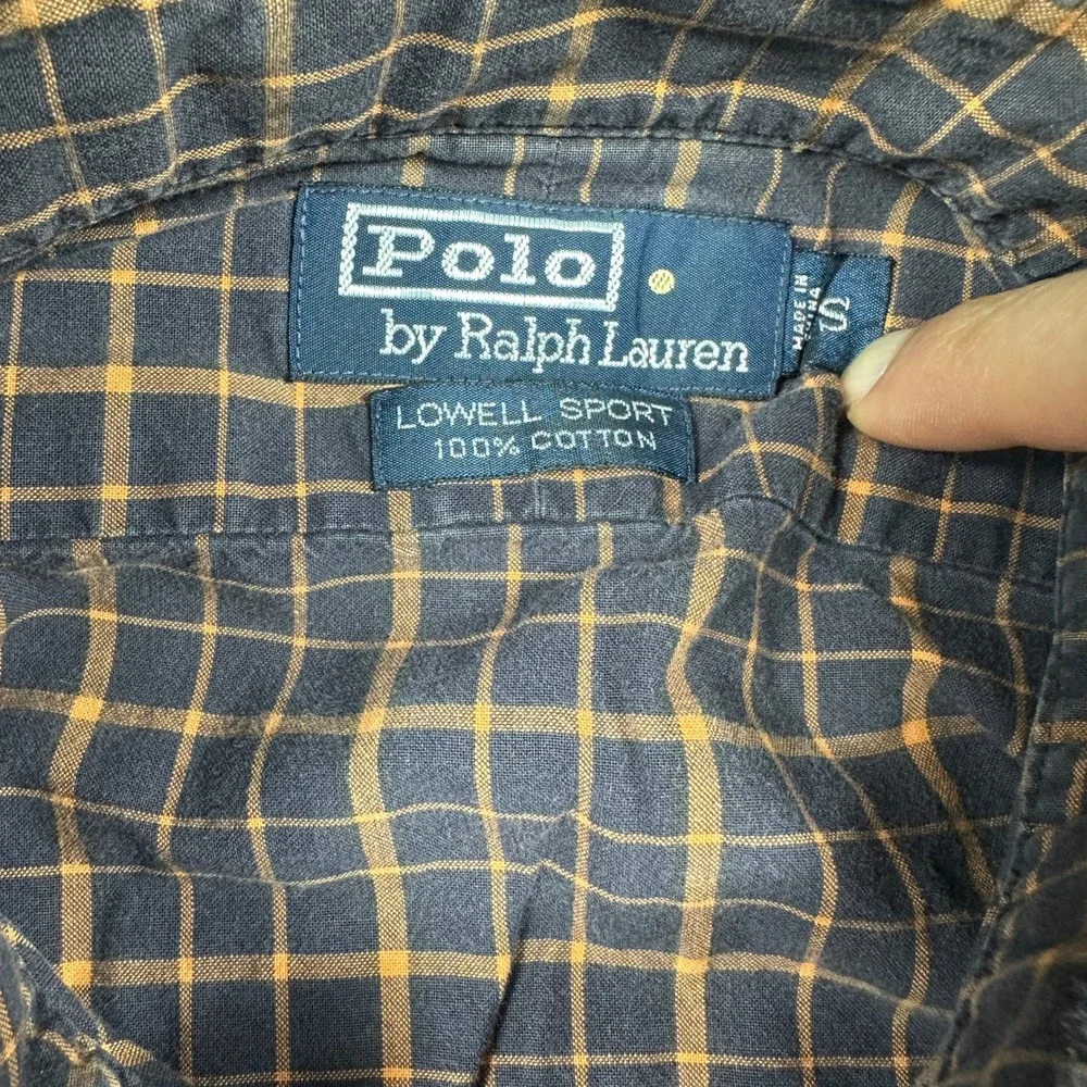 Polo Ralph Lauren Lowell Sport Plaid Button Up Shirt Navy Orange Cotton Mens S